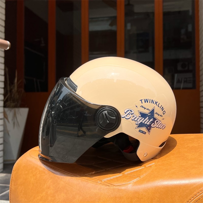 复古机车新国标3C认证电动车头盔男女款四季电瓶自行车安全帽夏天