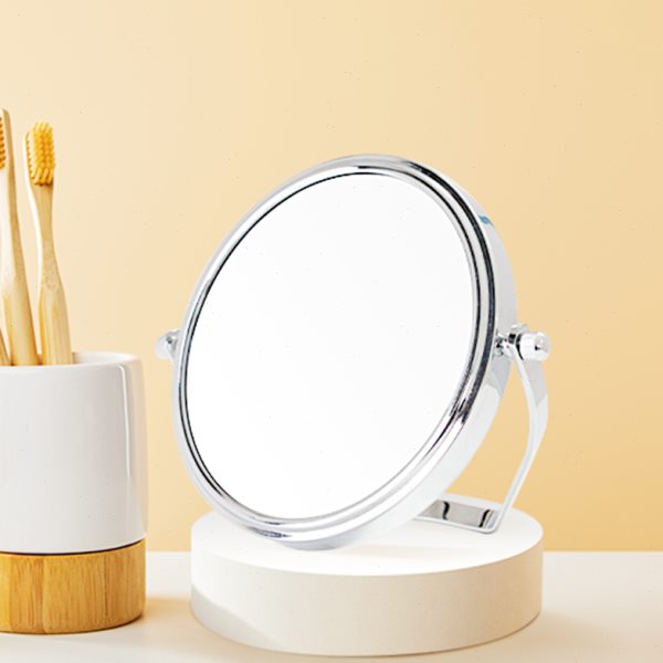 清理黑头放大镜双面镜6寸10倍放大镜子金属桌面随身便携化妆镜