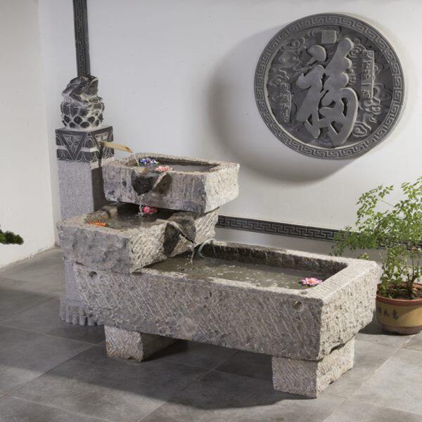 老旧石槽鱼缸石头石缸养鱼牛槽户外庭院石磨青石马槽景观流水摆件