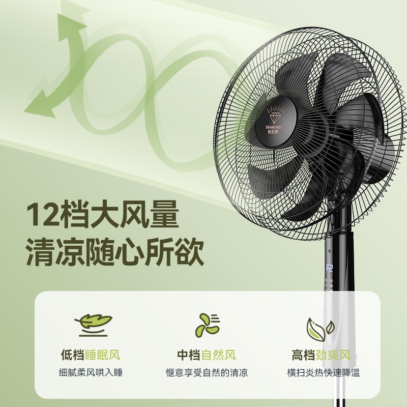 【有国补】牌电风扇直流变w频家用纯铜电机落地扇语音1级能效