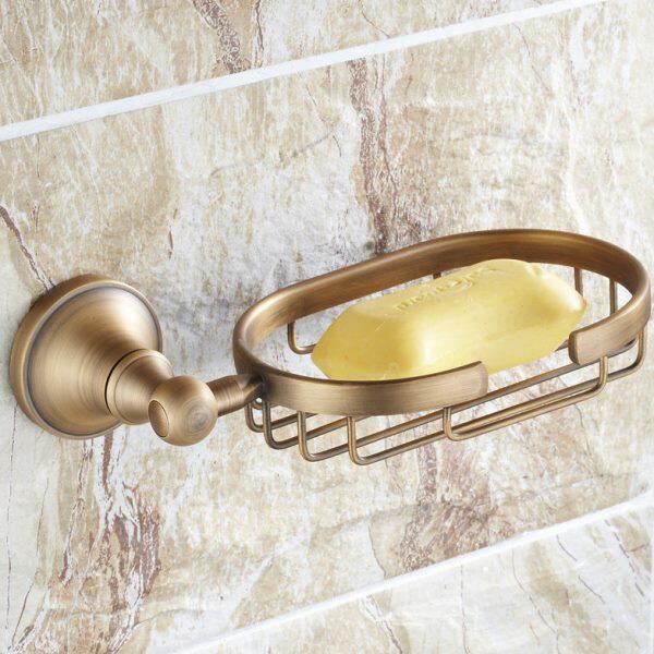 仿古肥皂盒卫生间置物架欧式浴室洗手间沥水胶粘香皂肥皂架全铜