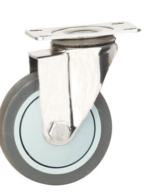 304不锈钢脚轮k3寸静音P中型4寸5寸圆边带刹车丝杆轮平板车轮