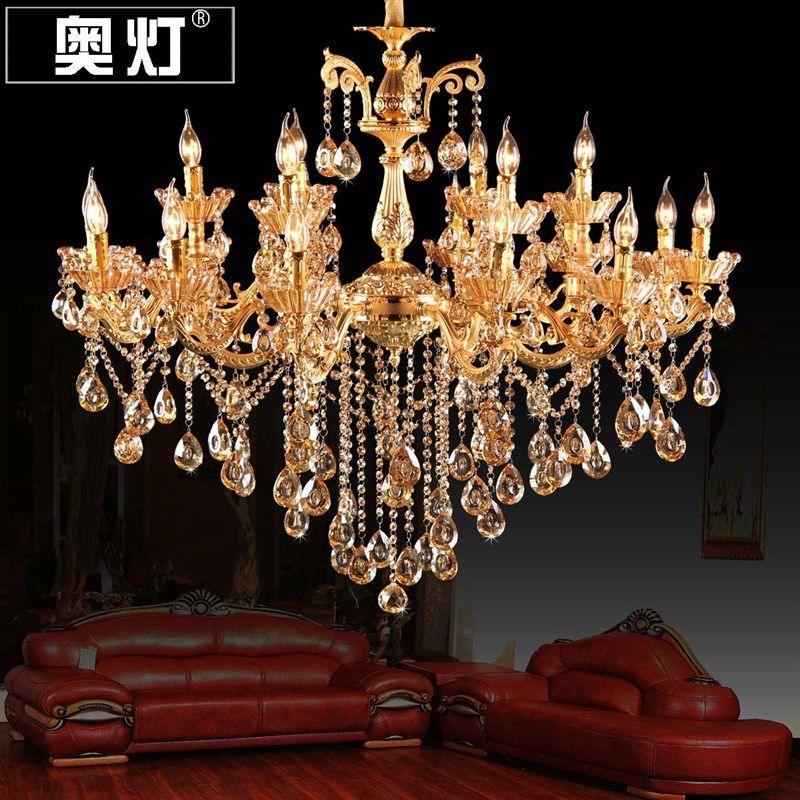 奥灯锌合金欧式蜡烛水晶吊灯复式楼餐厅酒店别墅客厅大吊灯具1859,家装灯饰光源,客厅吊灯,淘宝优惠券,粉丝福利购,淘宝优惠卷