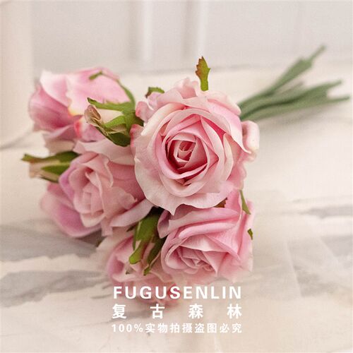 仿真保湿手感玫瑰假花绢花家居装饰陈设婚庆餐桌花艺师手捧花素材
