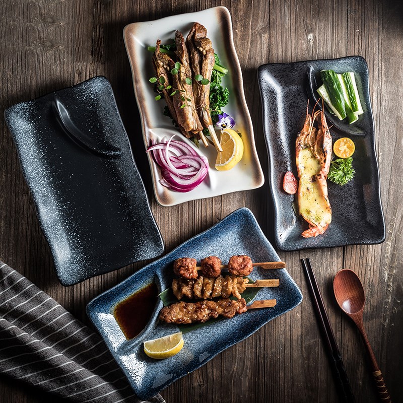 西餐盘创意餐厅烧烤盘烤羊肉串牛肉串炸薯条鸡块装盘小吃盘寿司盘