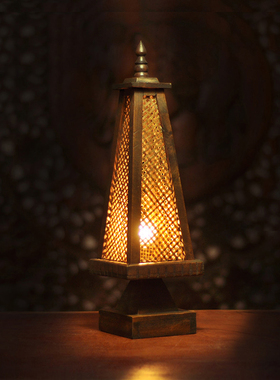 泰国进口 东南亚实木竹编卧室床头台灯 泰式风格仿古装饰桌灯灯具