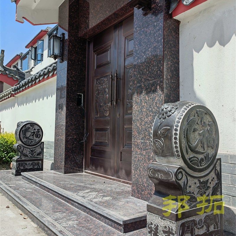 青石石雕门墩抱鼓石仿古做旧门当福鱼门口石材雕刻浮雕抱鼓石摆件,家居饰品,石雕,淘宝优惠券,粉丝福利购,淘宝优惠卷