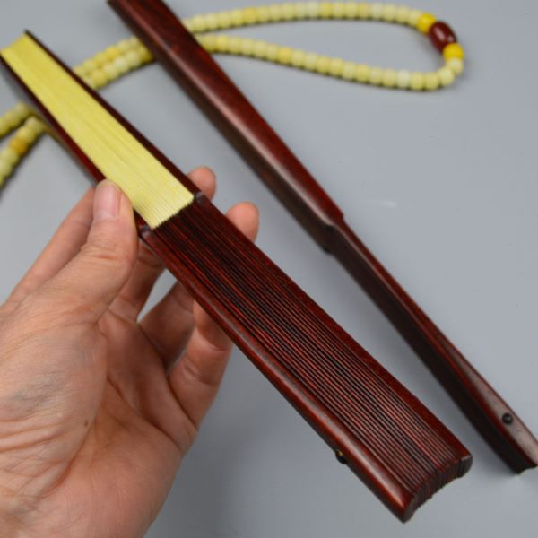 收藏礼品扇子文玩折扇7寸9.5寸小叶紫檀全芯扇骨配苏工扇面工艺扇