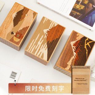 日本箱根寄木细工5寸秘密箱子木镶嵌机关盒储物盒首饰创意礼物盒