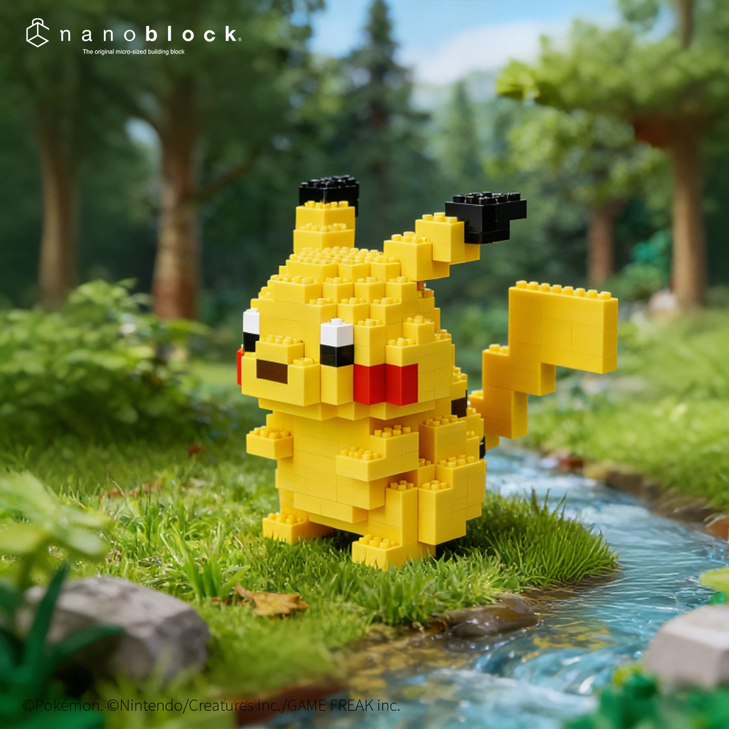 日本nanoblock小颗粒积木宝可梦皮卡丘豪华版手工DIY立体拼装玩具