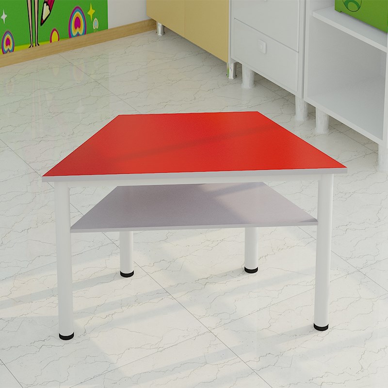 新款小学生美术课桌椅培训班梯形桌少儿辅导学习桌双层彩色组合桌