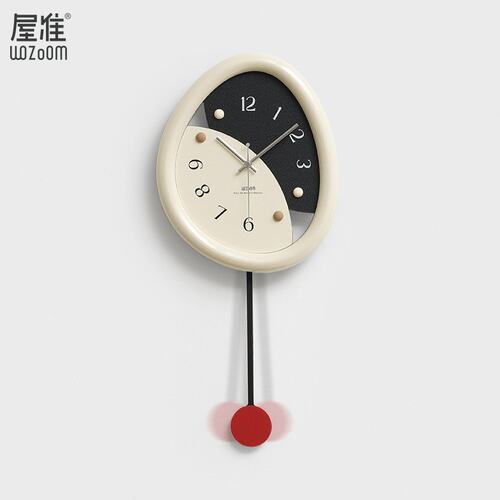 WOZOOM屋准免打孔现代简约轻奢挂钟客厅高级感钟表高端艺术挂墙