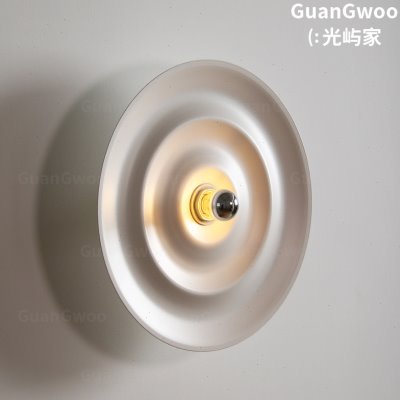 光屿记 北欧现代白色螺纹圆盘壁灯极简约创意床头轻奢设计师壁灯
