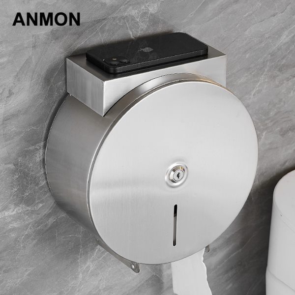 Anmon不锈钢卫生间纸巾盒厕纸盒架卫生手纸盒厕所纸巾架卷纸盒
