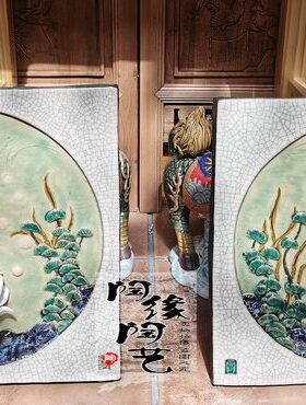 陶瓷工艺品  石湾公仔 锦鲤对挂一对 中国风 鱼 挂件