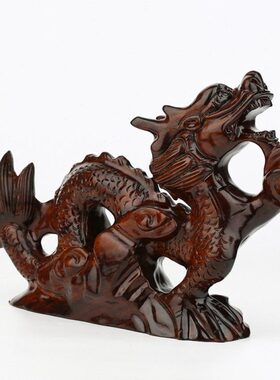木雕龙摆件 十二生肖龙红木工艺品 实木质家居客厅玄关装饰品摆设