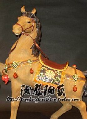 马到功成家居酒柜玄关客厅公司开张吉祥生肖中式摆件石湾陶瓷公仔