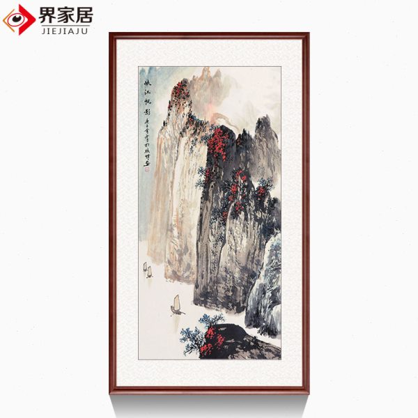 界家居名家字画手绘真迹中国画山水画竖版玄关挂画峡江帆影装饰画