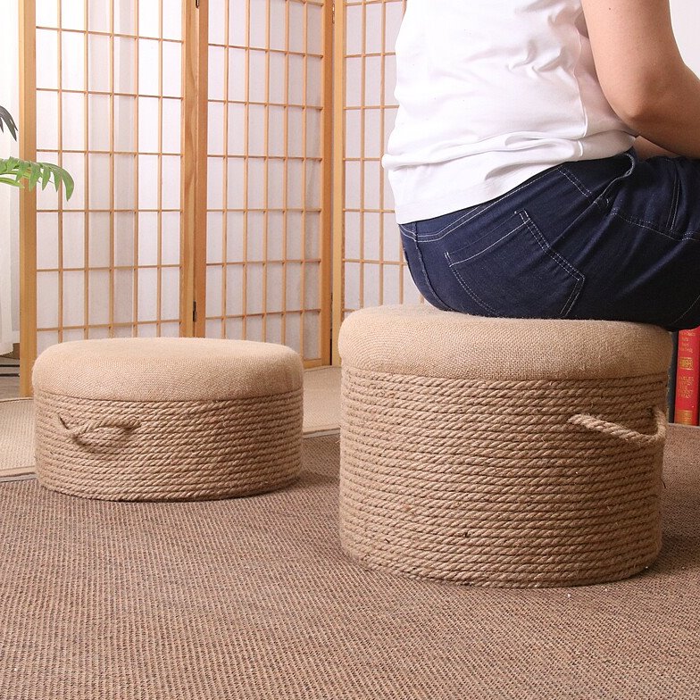 手工黄麻绳编织蒲团日式地上坐垫客厅阳台卧室飘窗坐墩民宿创意凳