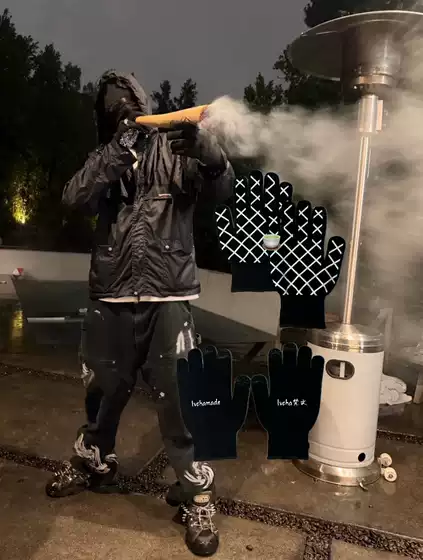 Same Style as Esdeekid) Lvcha Independent Black and White Cross Gloves Street Fashion Casual Opium Style