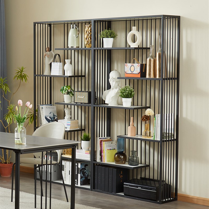 带灯美甲展示架多层货架铁艺博古置物收纳架客厅简约靠墙落地书架