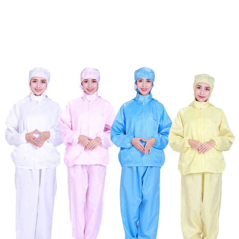 防静电无尘服分体连体防尘防护衣蓝白粉套装帽男女全身工作服上衣
