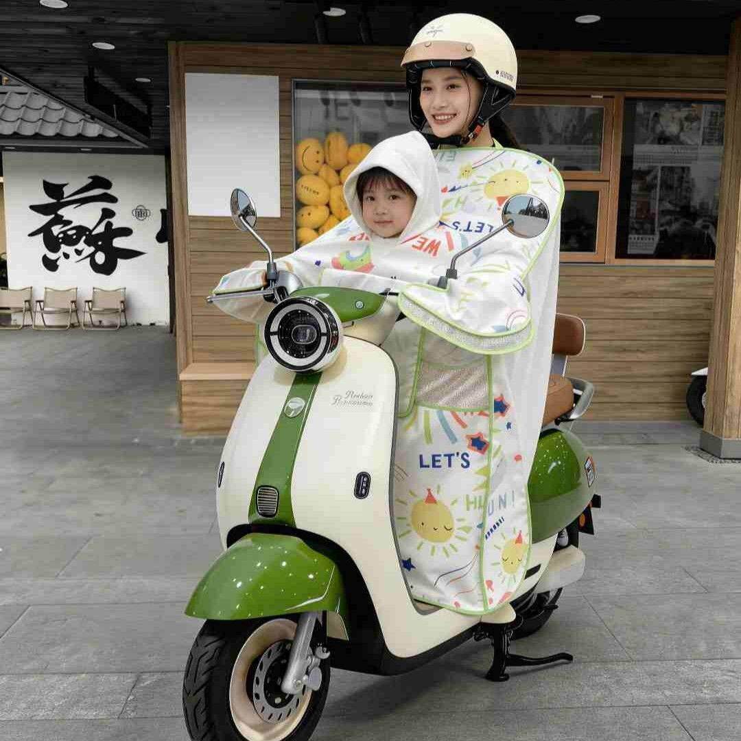 驴半亲子夏季电动车挡风被雨过天晴加厚防晒防紫外线带宝宝帽