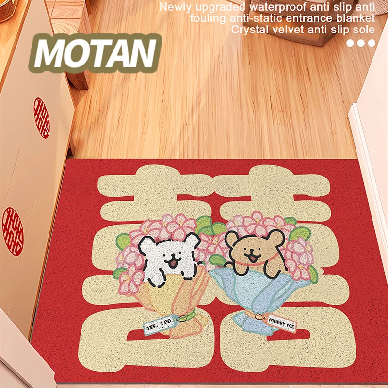 2024新款玄关喜庆脚垫线条狗入户地垫结婚进门垫定制地毯丝圈脚垫