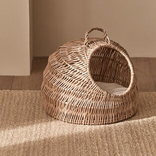 日式猫窝手工编织夏季保暖四季通用藤编筐小猫狗窝可拆洗宠物窝