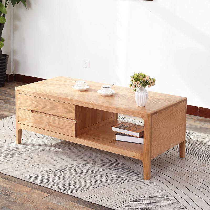 北欧风茶几全实木茶水桌现代简约黑胡桃木色茶桌小户型红橡木茶几