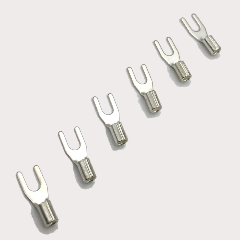 UT1.5-3叉型Y形端头1000只/包U型裸端子铜线鼻子冷压接线端子镀银