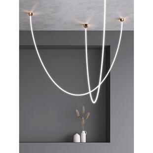 极简线条设计师样板房客厅灯阁楼高覆式房子楼梯间餐厅展厅吊灯