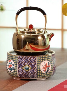 莺歌烧新品电陶炉静音家用迷你烧水煮茶器电茶炉四君子千鹤回形纹