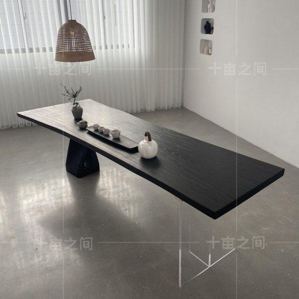 侘寂风白蜡木大板茶桌炭碳化黑实木自然边整板茶几会客桌泡茶台,住宅家具,家用茶台/茶桌,淘宝优惠券,粉丝福利购,淘宝优惠卷