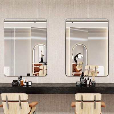 方形网红理发店镜台美发店镜子烫染剪发镜发廊专用单面挂墙浴室镜
