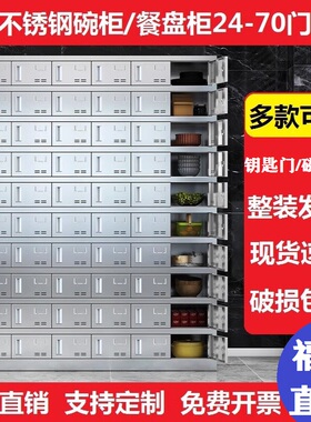 福州不锈钢餐盘柜员工食堂带门碗盘柜饭厅碗筷饭盒存放柜餐具柜定