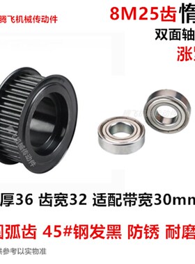 齿宽32 惰轮 带轴承同步轮 钢8M25齿 25T 内孔12-25 8M涨紧轮带轮