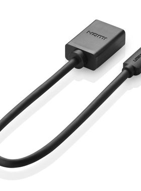 绿联20134 Micro HDMI转HDMI转接线 公对母高清数据转换线 黑色