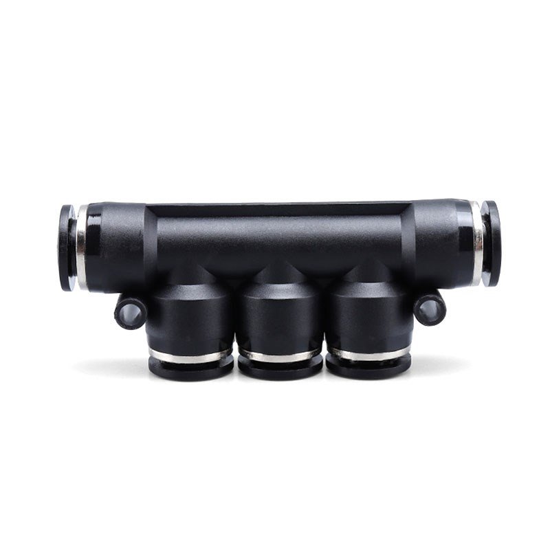 气动PU气管快插快速接头黑色 PK五通4/6/8/10/12MM多管路气排接头