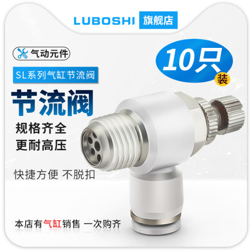 调速阀气缸快速接头SL8-02排气节流阀可调接头6-01-02-03-4十只装