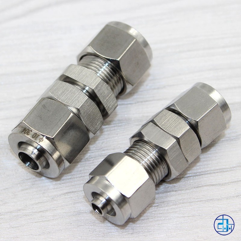 304不锈钢快拧穿板接头PU 四氟 硅胶软管接头 快拧穿板 隔板接头