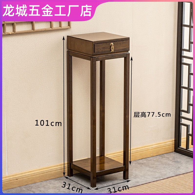 鱼缸底柜竹制鱼缸底座架子家用小型多层组合简易实木鱼缸柜多工能