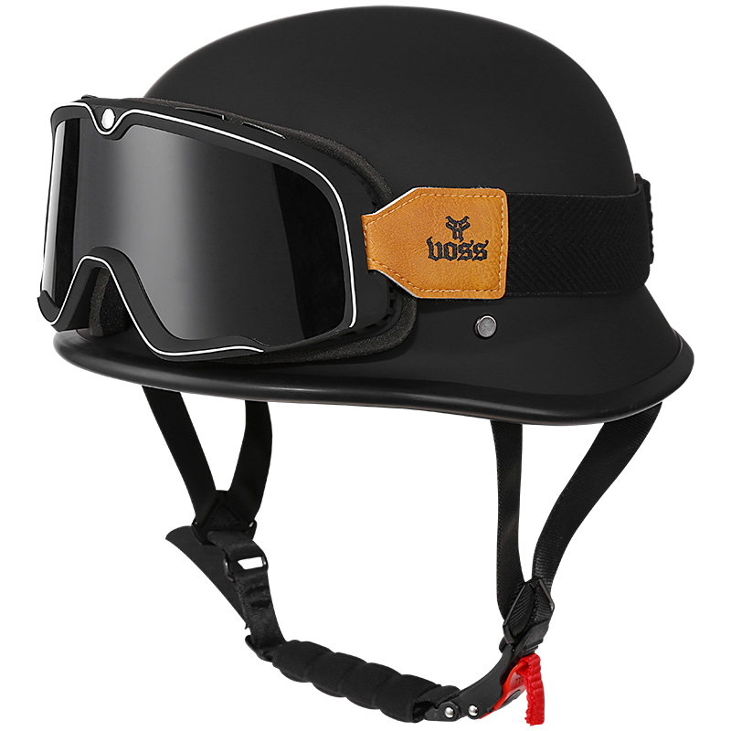 摩托车头盔瓢盔哈雷德式钢盔帽复古大兵盔印第安机车巡航半盔大码