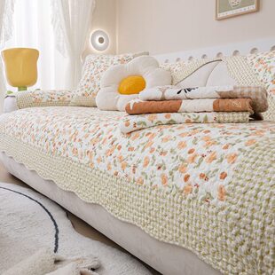 防滑沙发垫田园风布艺皮沙发套罩盖巾小清新原木坐垫全棉四季通用