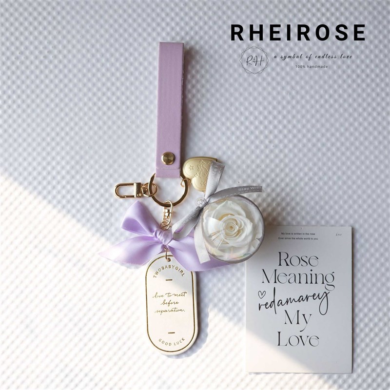 H017永生花玫瑰皮质书签钥匙扣 汽车钥匙包包挂件 教师节创意礼物