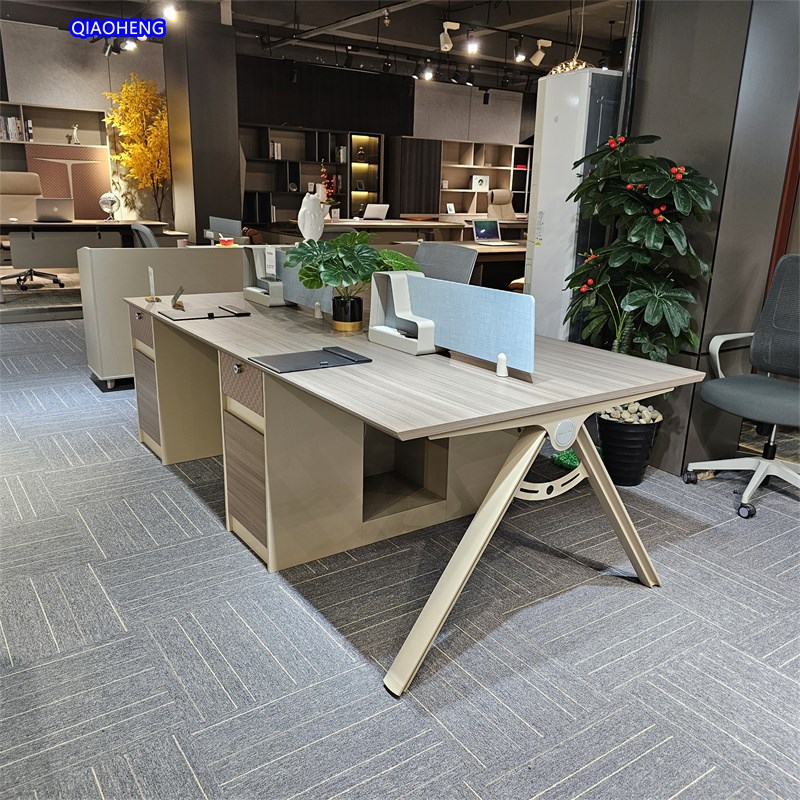 职员办公桌简约现代4四人位6工位卡座办公室家具双人W员工桌椅组