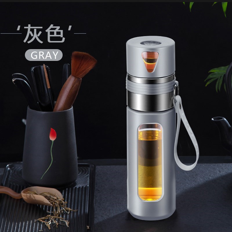 茶杯玻璃茶水分离杯泡茶杯zz男便携杯子防摔大容量水杯个人