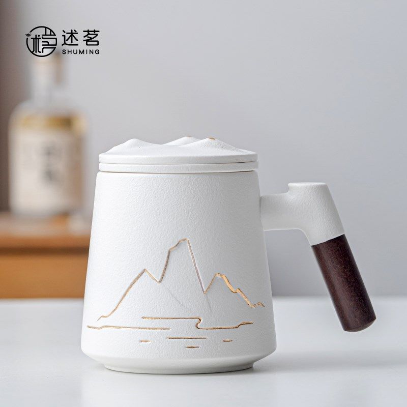 陶瓷茶杯马克杯水杯带盖过滤茶水分离办公杯商务伴手礼品定制logo,餐饮具,马克杯,淘宝优惠券,粉丝福利购,淘宝优惠卷