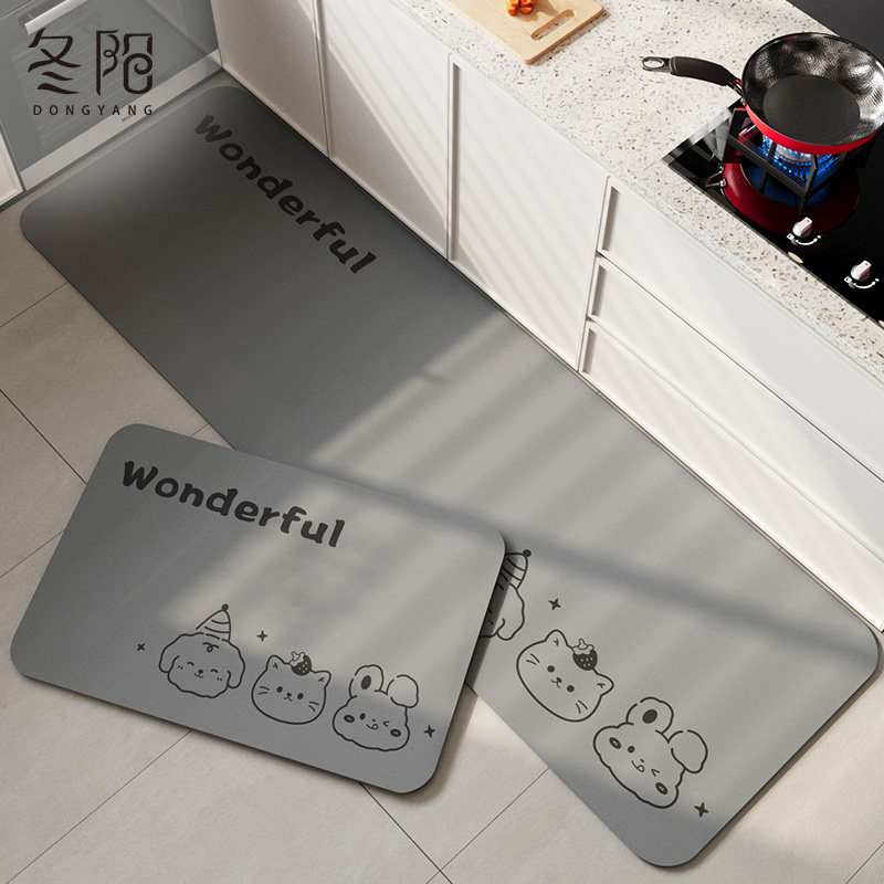 厨房地垫防滑防油防水硅藻泥吸水垫2024新款卡通门口耐脏地毯,居家布艺,厨房地垫,淘宝优惠券,粉丝福利购,淘宝优惠卷
