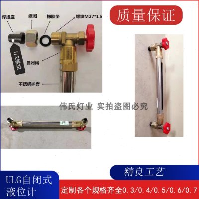 船用ULG自闭式液位计 不锈钢管式 铜阀门 油位计 油标0.3/0.4/0.6